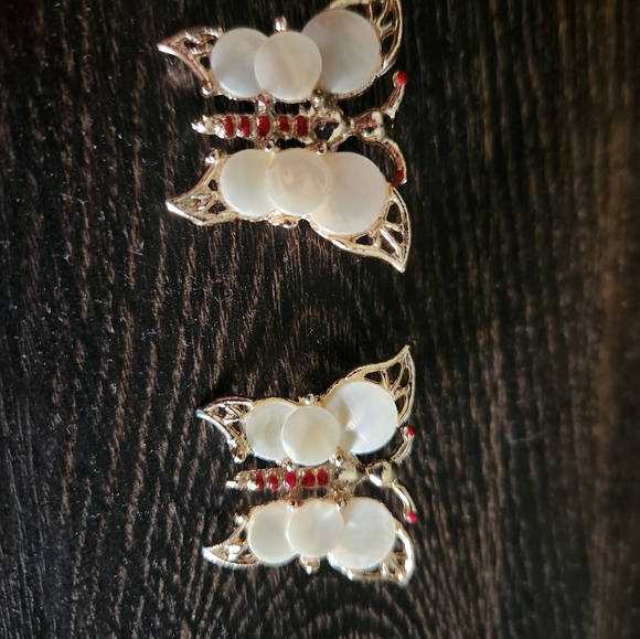 Vintage butterfly Pin brooch nother of Pearl and gold 1950's - Picture 7 of 8